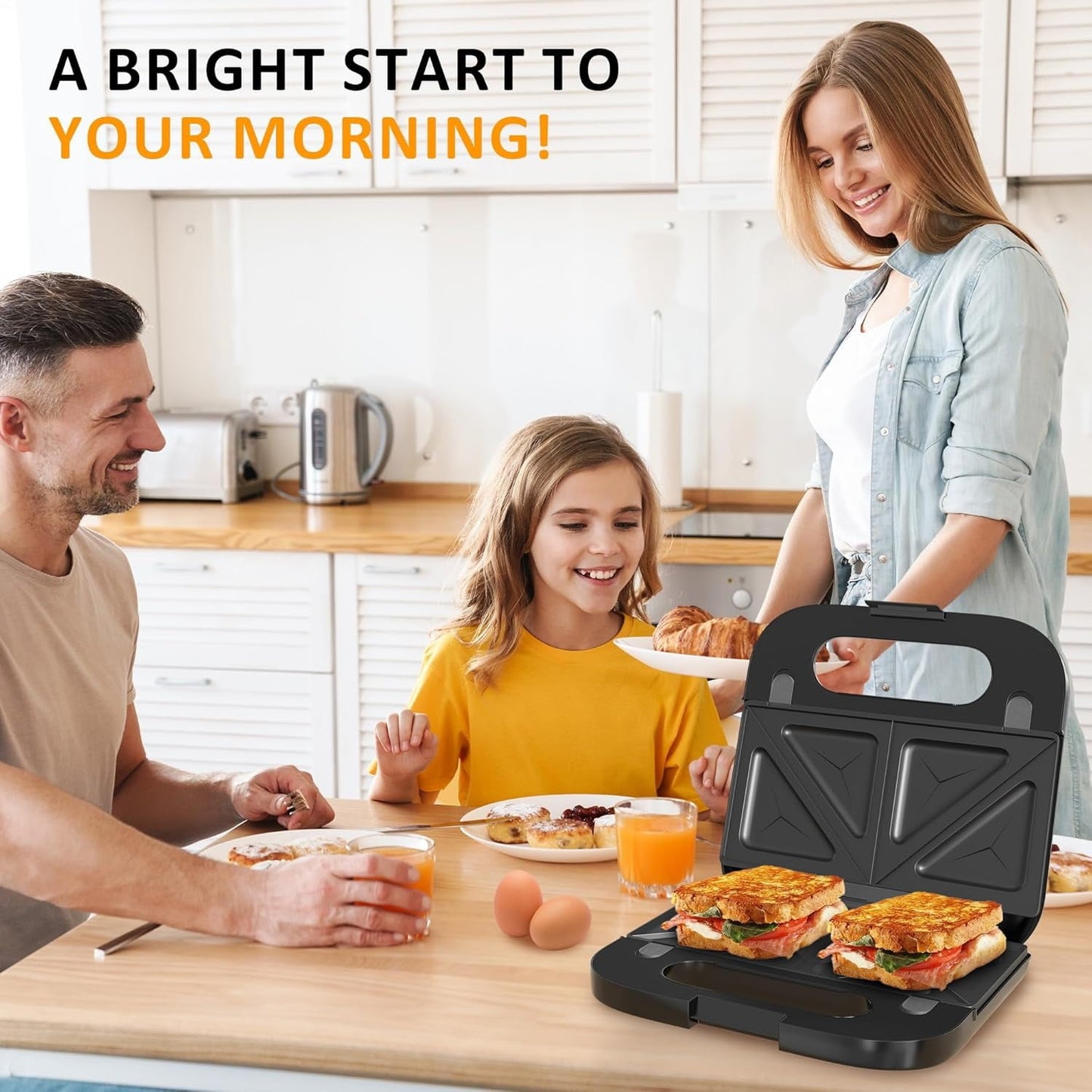 Superjoe Waffle Iron, Panini Press Grill and Sandwich Maker Set, 3 in 1 Electric Sandwich Press with Removable Non-Stick Plates, Indicator Lights & Cool Touch Handle 750W