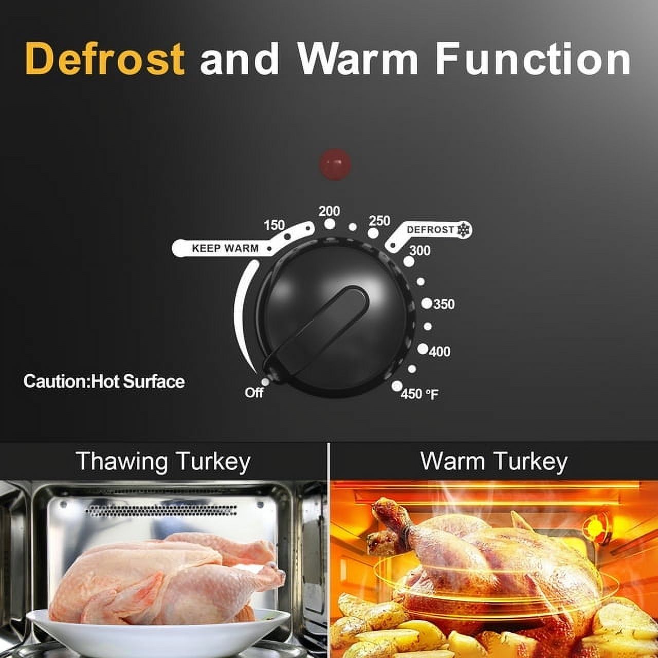 CozyHom 18 QT Electric Roaster Oven, Stainless Steel Roaster Pan for Turkey With Removable Insert Pot, Black