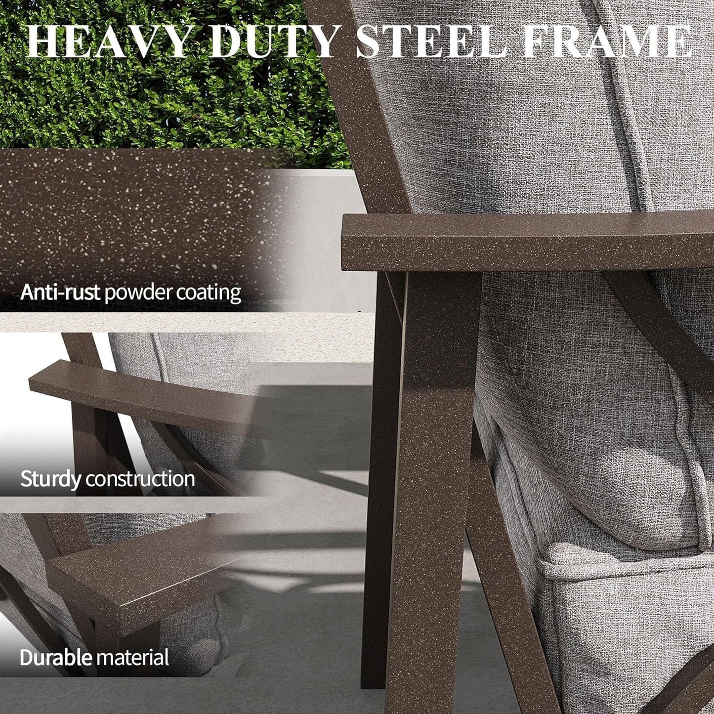 sunvivicollection Metal Outdoor furniture set, All-Weather Metal Patio 3-seat Sofa with Coffee table, Patio Sofa set for Porch Backyard Garden