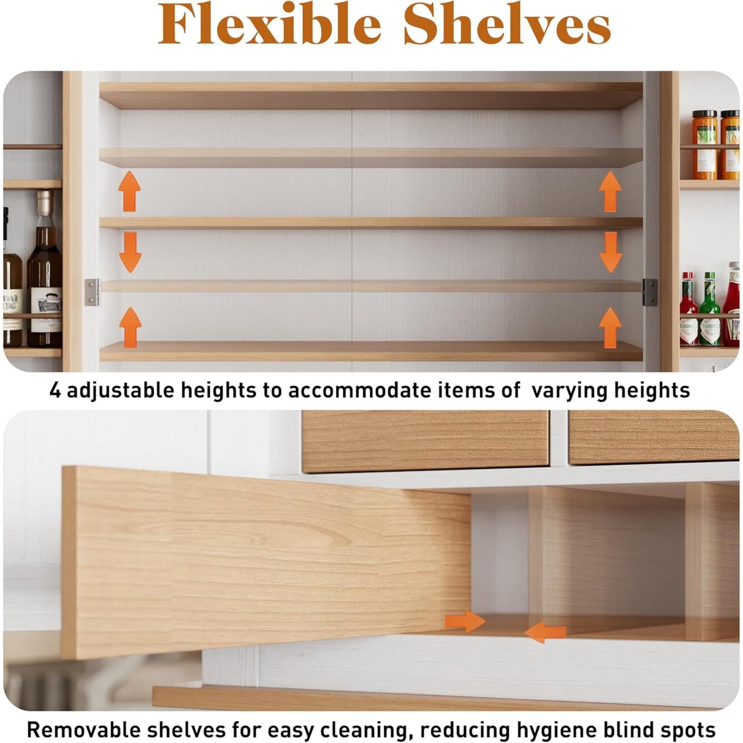 Superjoe 70'' Tall Kitchen Pantry Cabinet, Wood Cupboard with 8 Door Storage Shelves, Large Storage Cabinet with Drawers & Adjustable Shelves for Kitchen, Dining Room, Living Room, Laundry, White