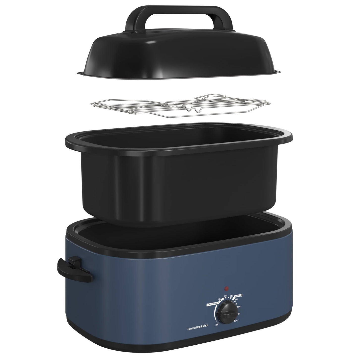 Electric Roaster,20 Quart Roasting Oven with Self-Basting Lid Removable Pan,Turkey Roaster Oven with 150 to 450F Temperature Control Cool-Touch Handles,Black