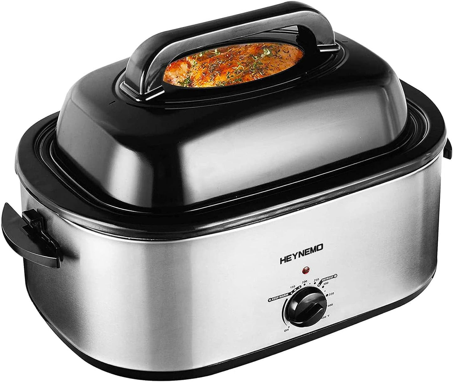 CozyHome 22 Quart Electric Roaster Oven Stainless Steel With Self-Basting Lid Removable Insert Pot Silver | Perfect For Family Gatherings, Silver