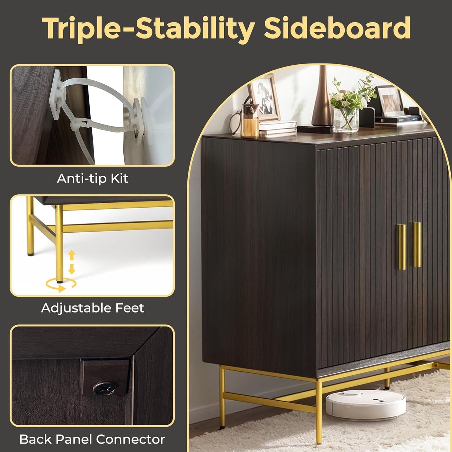 RoyalCraft Sideboard Buffet Storage Cabinet Set