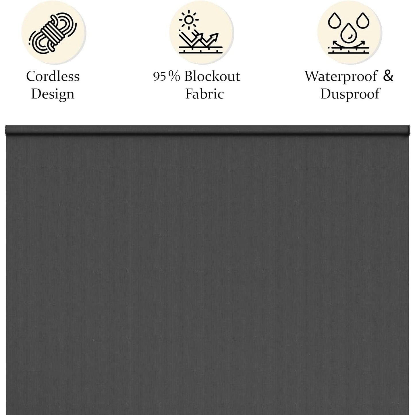 sunvivicollection Cordless Outdoor Roller Sun Shade with Pole£¬8'Wx8'H 420GSM 95% Blockout Waterproof Outdoor Blinds Roll Up for Gazebo Porch, Deck, Pergola,Black