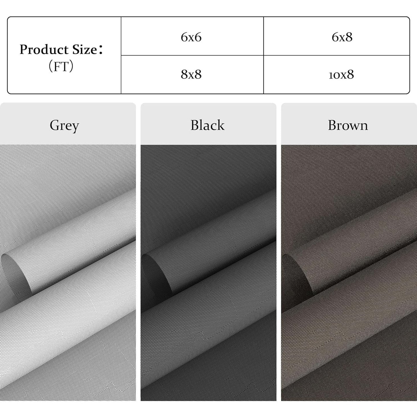 sunvivicollection Outdoor Roller Shade 8'Wx8'H Brown 420GSM Cordless Patio Roller Blinds Shades with Pole, Waterproof Outdoor Blinds Roll Up for Gazebo Porch, Deck, Pergola