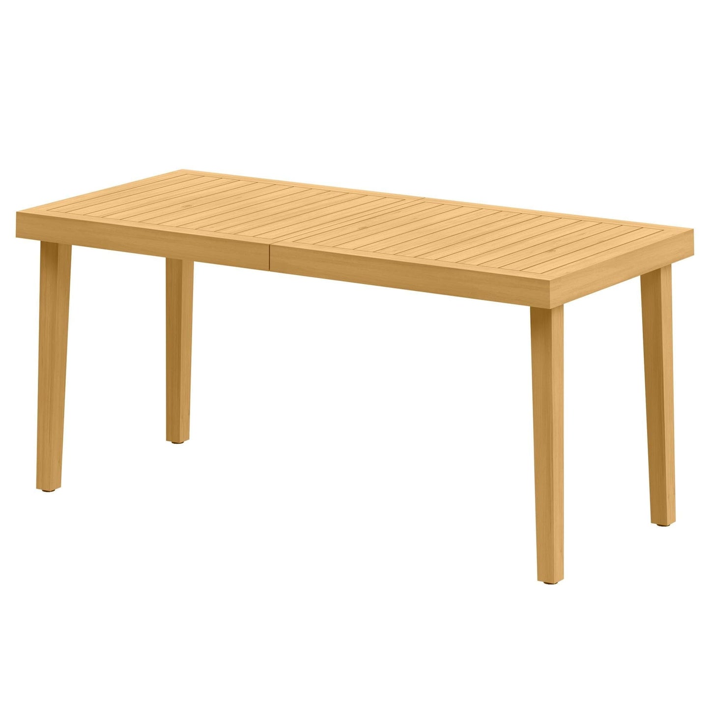Heynemo Acacia Patio Dining Table, 6-Person Wood Picnic Table with Iron Leg, Outdoor Modern Dining Furniture for Backyard Lawn Garden Deck Indoor, Beige