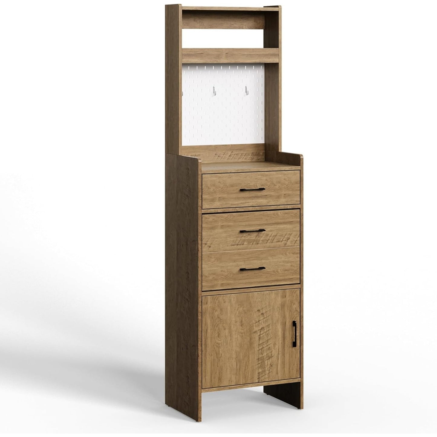 Superjoe 5-in-1 Shoe Cabinet with Flip Drawer, Entryway Shoe Storage with Pegboard, Adjustable Shelf, Wood Entryway Cabinet, Brown