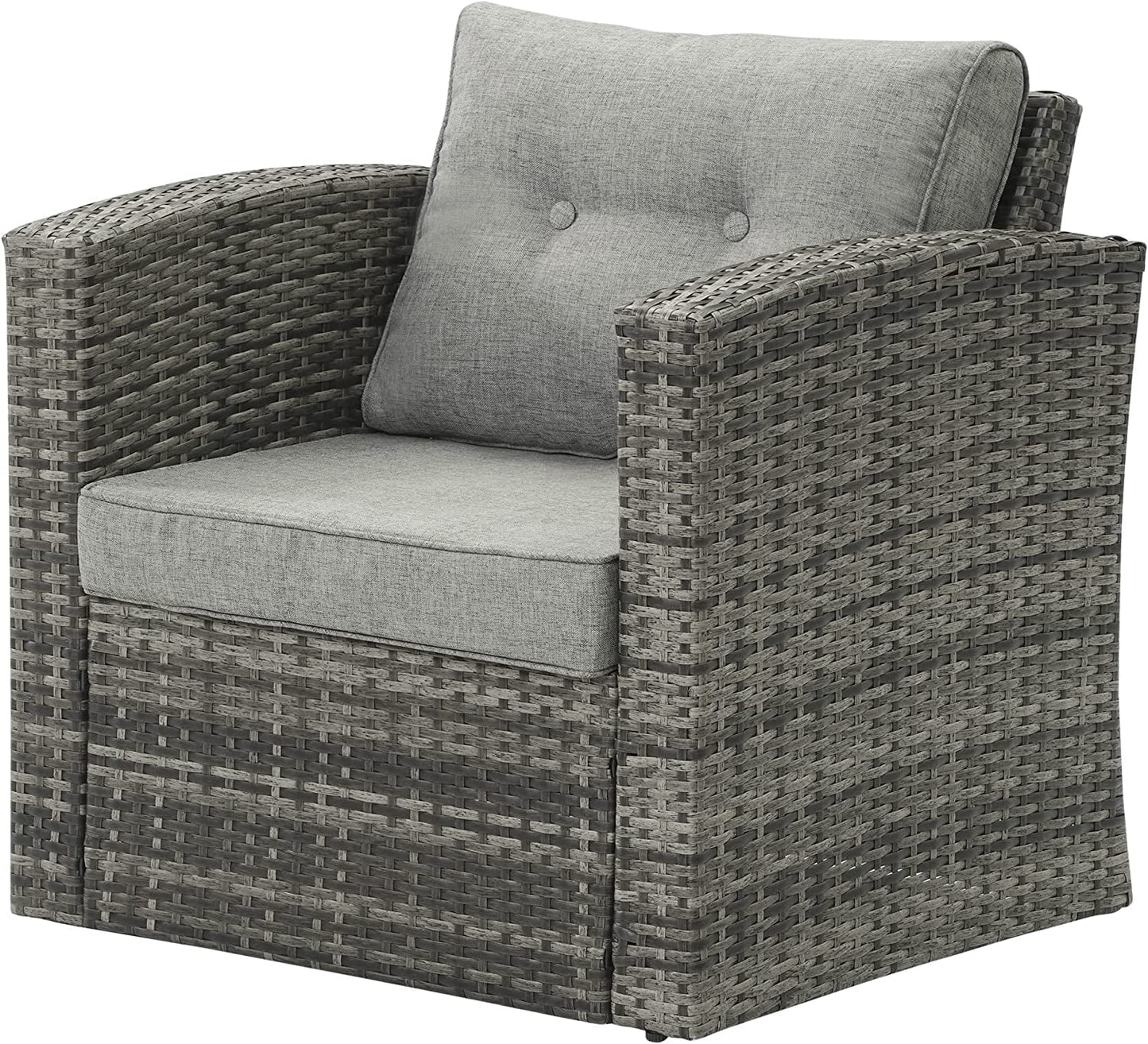 sunvivicollection Patio Wicker Chair All Weather Wicker Single Armchair Rattan Sectional Sofa for Garden, Beach, Balcony and Poolside, Aluminum Frame