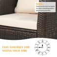RoyalCtaft 4 Piece Outdoor Patio Furniture Sets, Wicker Conversation Set for Porch Deck, Brown Rattan Sofa Chair with Cushion