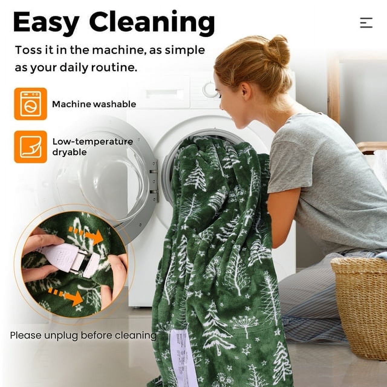 Superjoe Electric Throw Heated Blanket, Double-Layer Flannel, 4 Heat Settings and Auto-off, 60" x 50", Green
