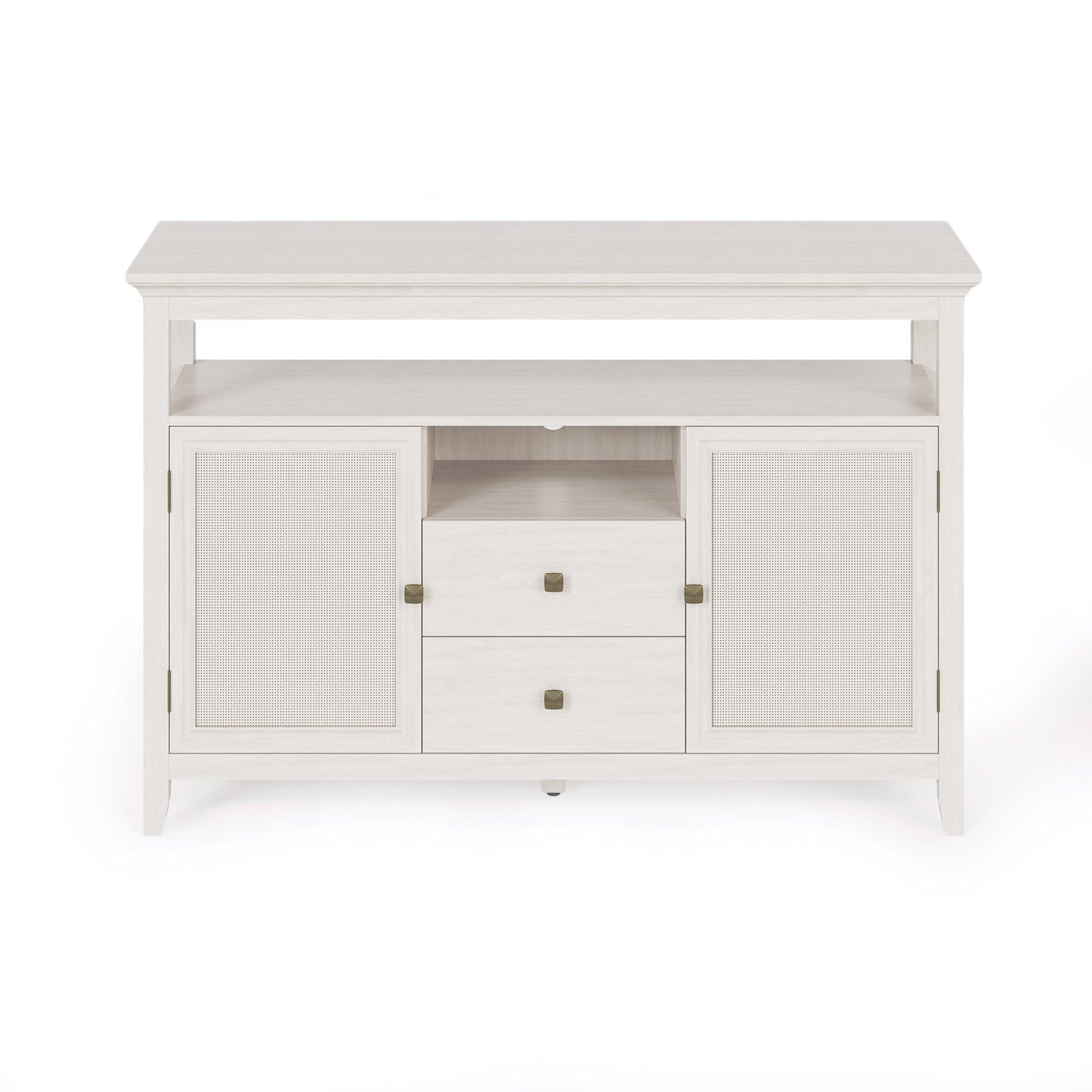 Royalcraft Farmhouse Rattan Storage Cabinet, Boho Sideboard Cabinet with Doors & Drawers, Buffet Cabinet with Adjustable Shelves, Accent Cabinet for Kitchen, Dining Room, Living Room, Grayish White