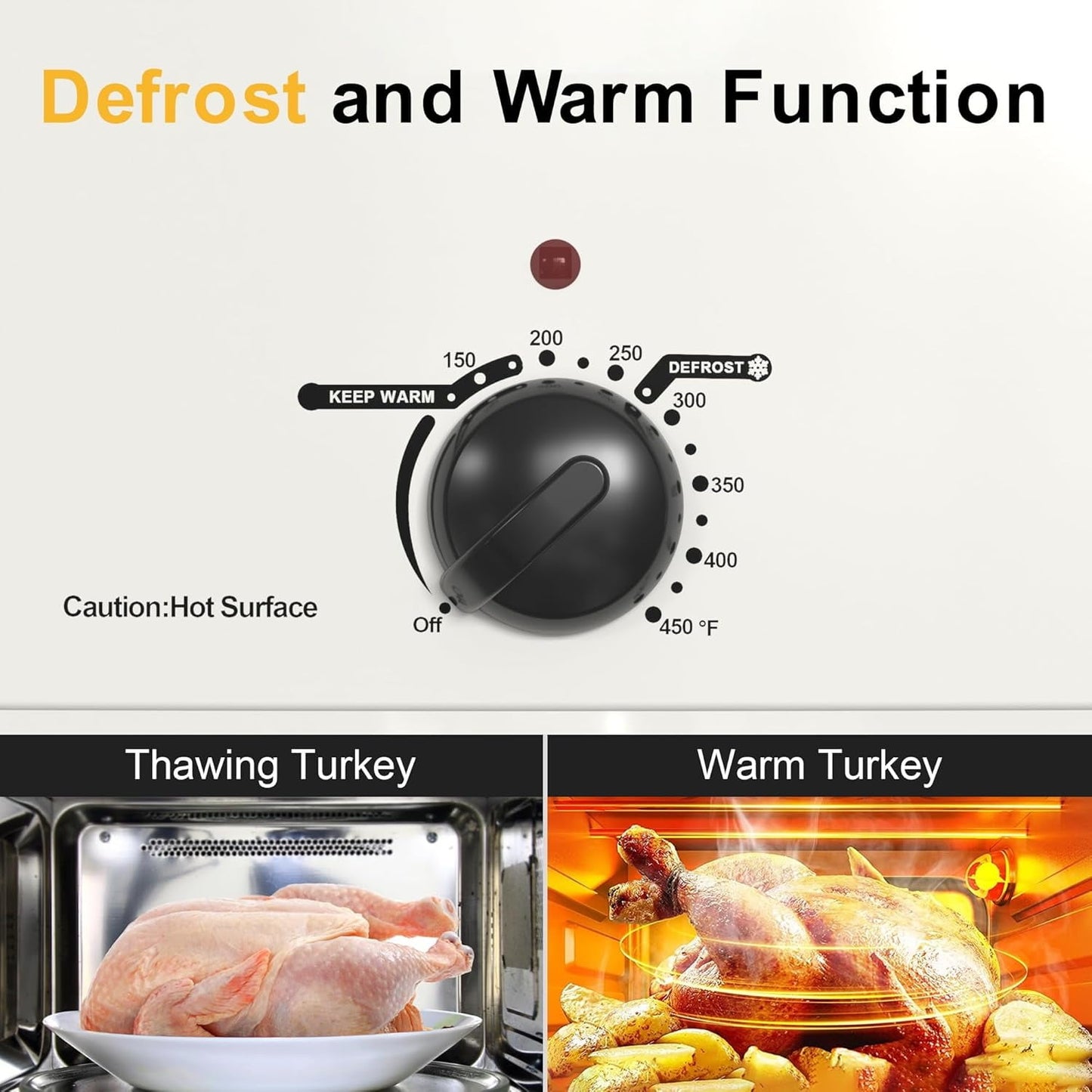 Superjoe 20 Quart Electric Roaster Oven with Self-basting Lid, Turkey Roaster Oven with Removable Pan and Rack, White