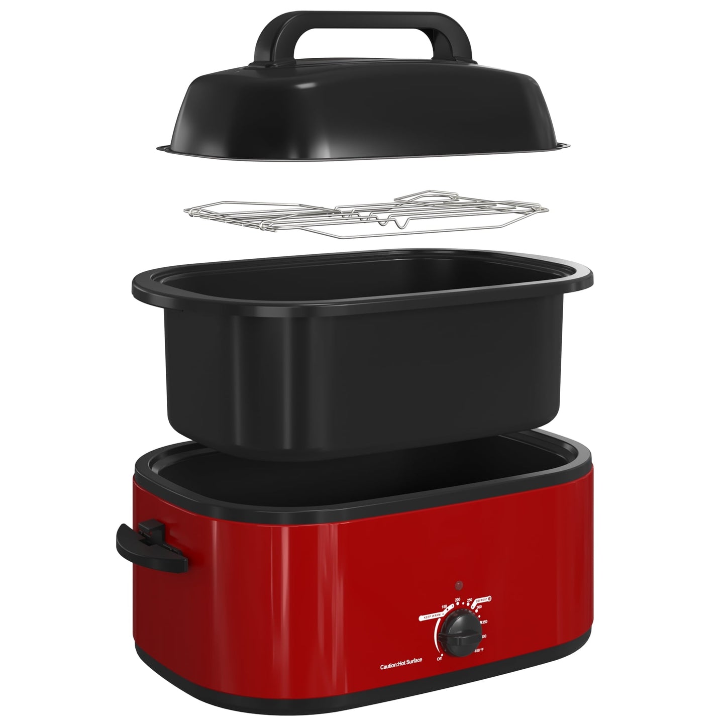 Electric Roaster,20 Quart Roasting Oven with Self-Basting Lid Removable Pan,Turkey Roaster Oven with 150 to 450F Temperature Control Cool-Touch Handles,Black