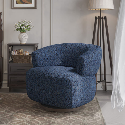 Swivel Accent Chair, Fully Assembled Round Barrel Chairs, Oversized Upholstered Armchair with 360-Degree Base, Modern Club Chair for Living Room, Bedroom, Office