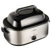 Sunvivi 22 Quart Electric Turkey Roaster Oven with Visible Glass Lid,Removable Pan & Rack, Stainless Steel,White
