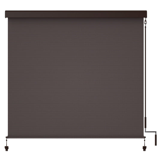 sunvivicollection Outdoor Roller Shade 8'Wx8'H Brown 420GSM Cordless Patio Roller Blinds Shades with Pole, Waterproof Outdoor Blinds Roll Up for Gazebo Porch, Deck, Pergola