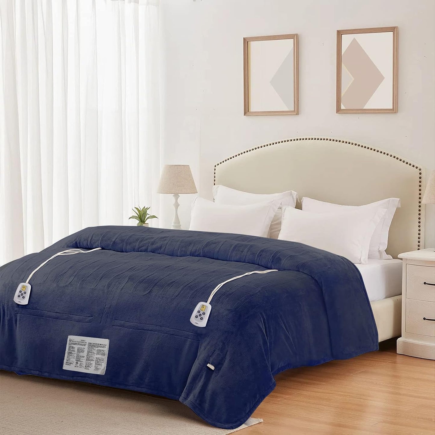 Sunvivi Electric Blanket King Size, Heated Blanket Dual Control Soft Flannel, 10 Heat Settings, 12 Hours Auto Off, Machine Washable, 5 Years Warranty, Overheat Protection, ETL Certified, Grey