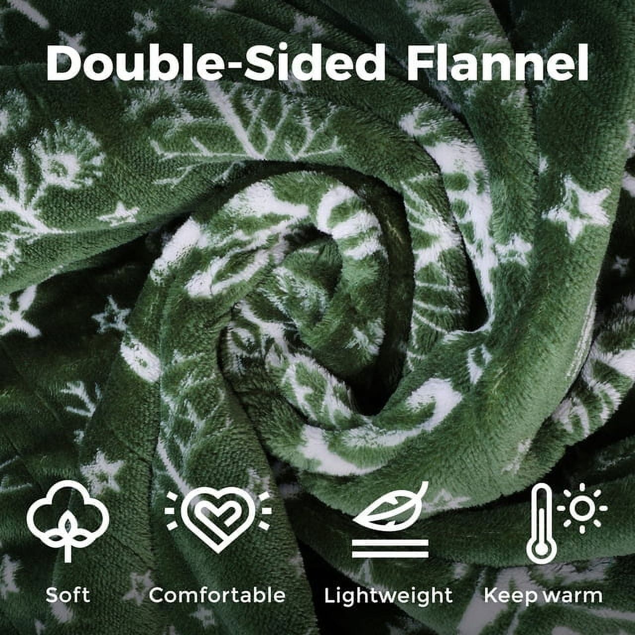 Superjoe Electric Throw Heated Blanket, Double-Layer Flannel, 4 Heat Settings and Auto-off, 60" x 50", Green