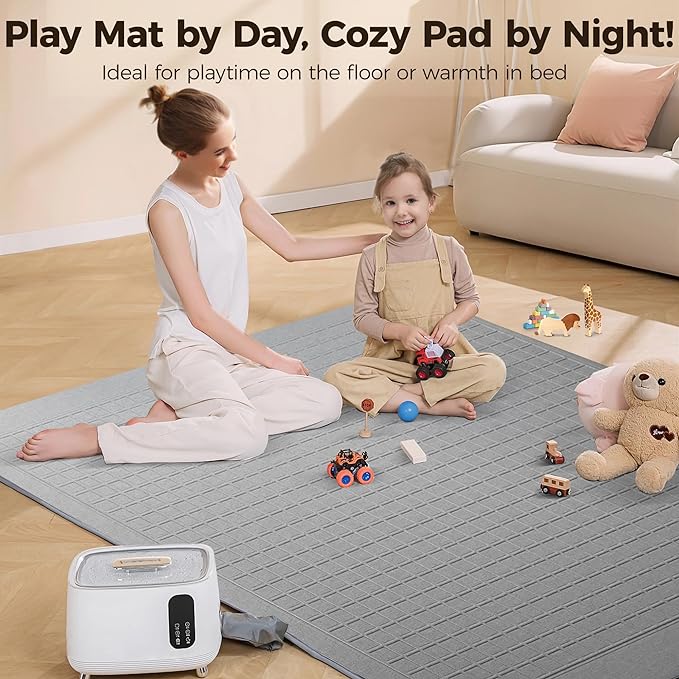 Sunvivi Water Heated Mattress Pad, 77" x 57" Heated Bed Warmer, Non-Electric Water Heating Mattress Topper with Remote Temperature Control and Large Tank, Machine Washable