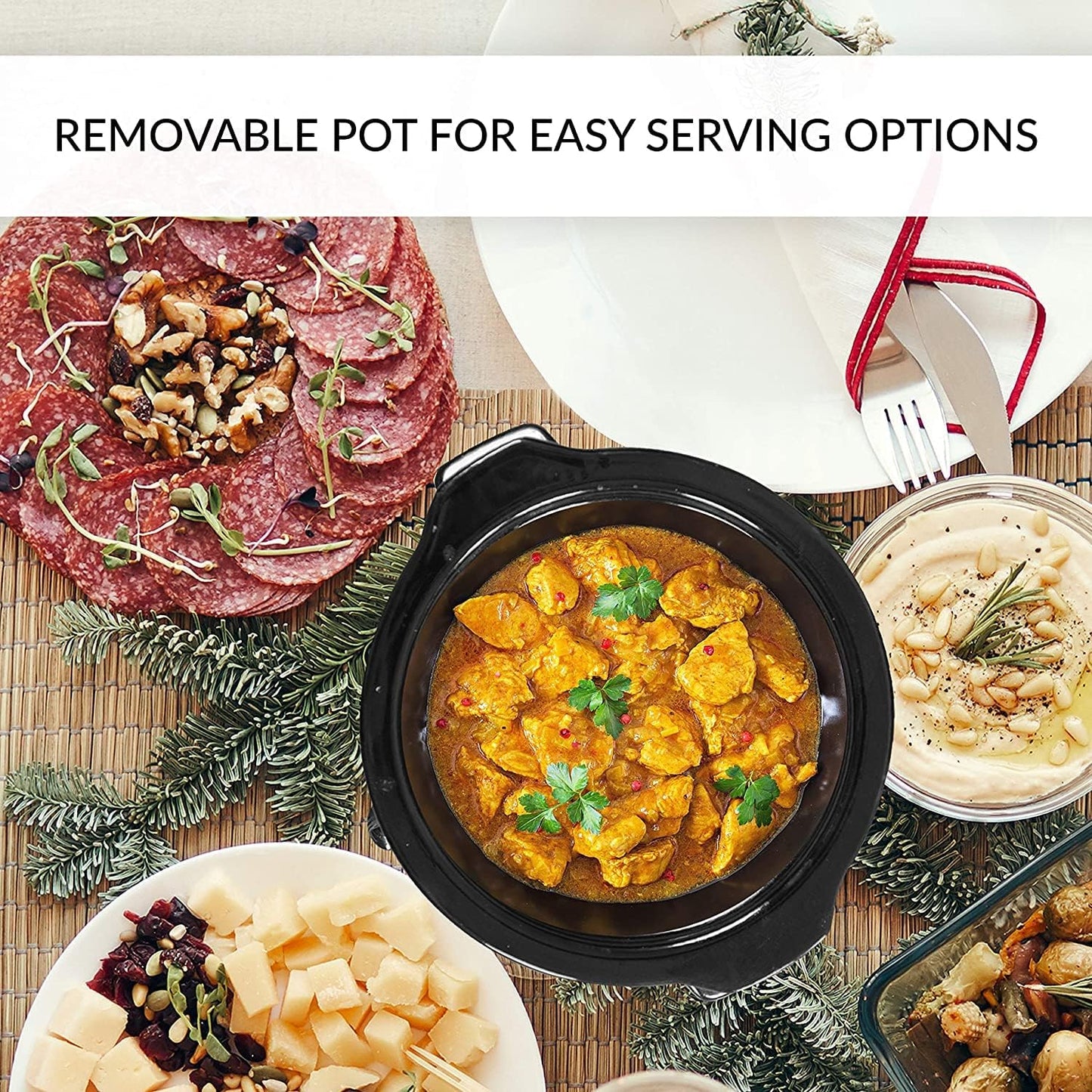 Sunvivi Dual Pot Slow Cooker, Small Mini Crock Buffet Server and Warmer, 2.5 Quarts