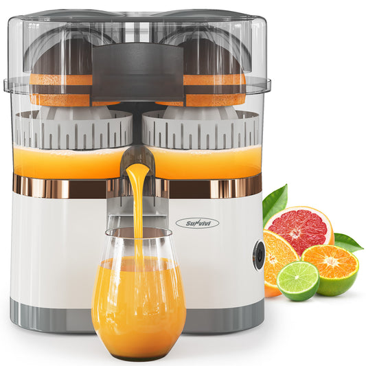 Dual-Head Electric Citrus Juicer, Rechargeable Juicer Machine with USB Charging & Cleaning Brush, Portable Lemon Squeezer for Fresh Orange, Lemon, Lime, Kiwi, Grapefruit, Easy to Clean & Use