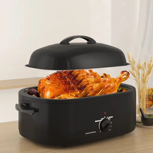 CozyHome 20 QT Electric Roaster Oven, Stainless Steel Roaster Pan for Turkey, Black
