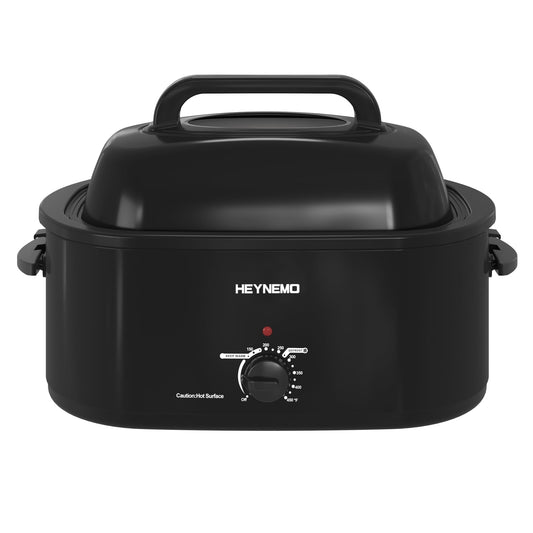CozyHome 24 QT Electric Stainless Steel Turkey Roaster Oven, Self-Basting Lid Removable Insert Pot Perfect for Gathering and Dining, Black