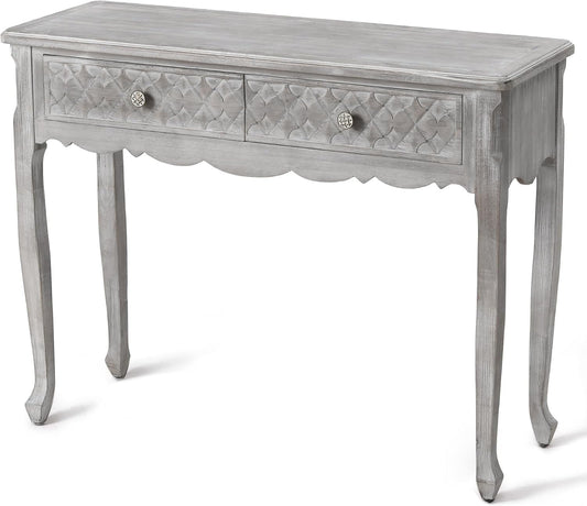 CozyHome 42" Console Table with Carved Drawers, Farmhouse Wood Entryway Table, Small Sofa Table for Living Room, Entryway Table with Storage, Foyer Table for Hallway, Front Door, Wood Color