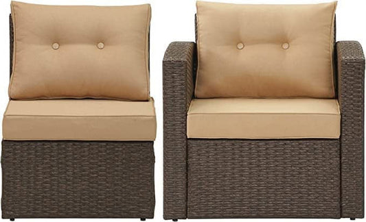 sunvivicollection Patio Furniture Set with Cushions, PE Wicker Outdoor Conversation Set Outdoor Sectional Sofa for Garden, Beach, Balcony and Poolside, Aluminum Frame