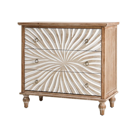 Superjoe 3 Drawer Dresser, 3 Chest of Drawers, Accent Storage Cabinet with Drawers, Wooden Closet Organizer, Bedside Table with Gourd Legs, Nightstand for Bedroom Hallway Living Room, Natural Color