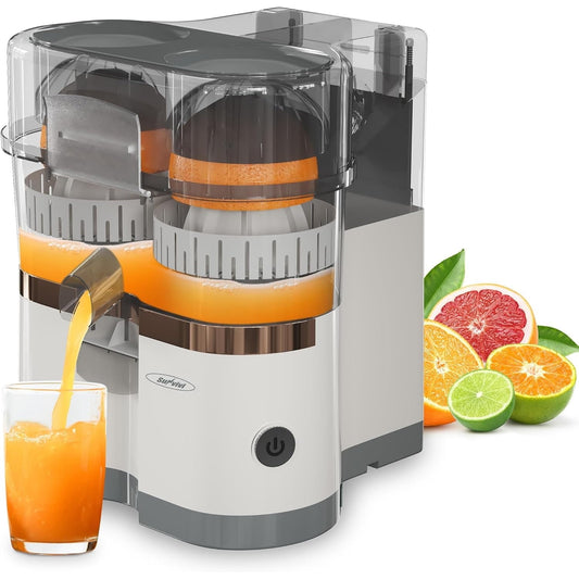 Superjoe Dual-Head Electric Citrus Juicer, Rechargeable Juicer Machine with USB Charging & Cleaning Brush, Portable Lemon Squeezer for Fresh Orange, Lemon, Lime, Kiwi, Grapefruit, Easy to Clean & Use