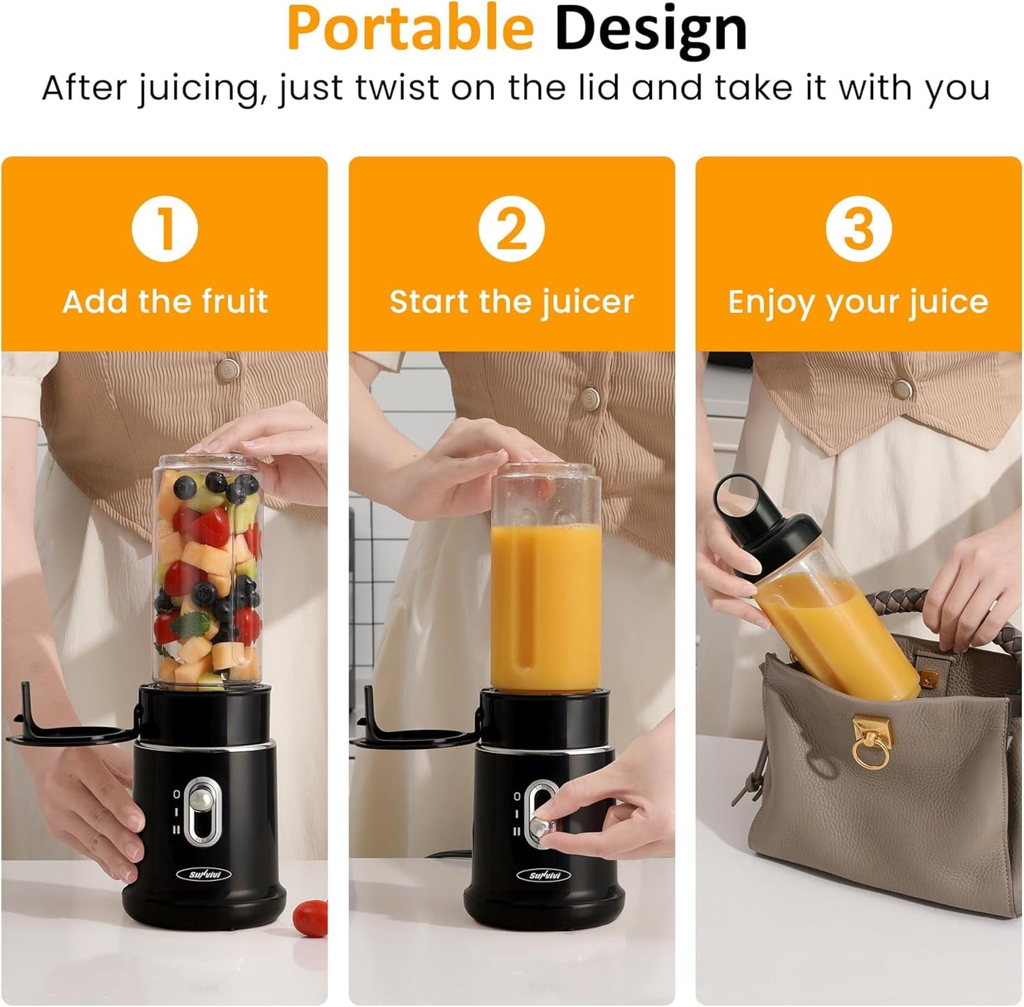 Superjoe Electric Food Chopper, Electric 4 in 1 Food Grinder for Grinding Meat, Peeling Garlic & Juicing, 2 Speed Blender and Food Processor Combo with 1.5L Glass Bowl & 2 Cups (0.4L+0.2L), 250W Black