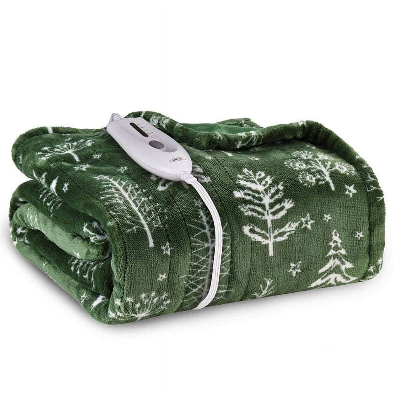 Superjoe Electric Throw Heated Blanket, Double-Layer Flannel, 4 Heat Settings and Auto-off, 60" x 50", Green