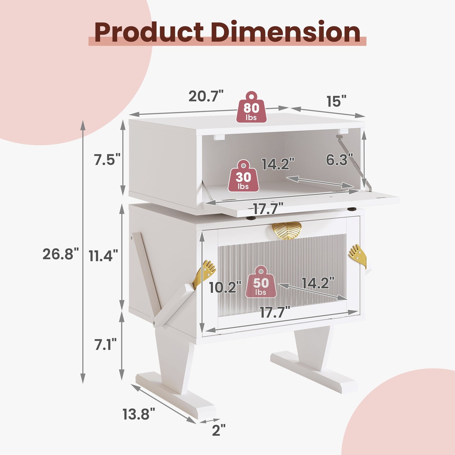 Nightstand with 360¡ã Rotating Drawer and LED Light Strip