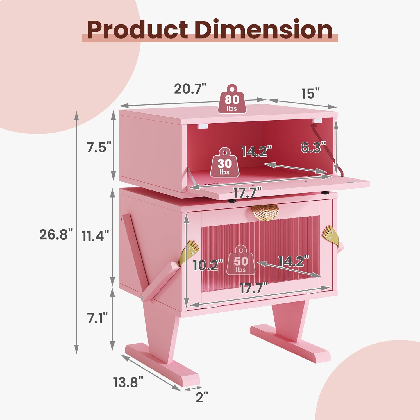 Nightstand with 360¡ã Rotating Drawer and LED Light Strip
