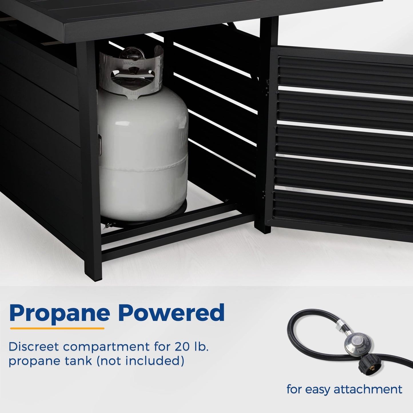 Superjoe 54.3" Patio Aluminum Fire Pit Table, 50000 BTU CSA Certified Propane Gas Outdoor Fire Table, Rectangular Fire Table w/Stainless Burner, Lava Rock, Waterproof Cover, Black