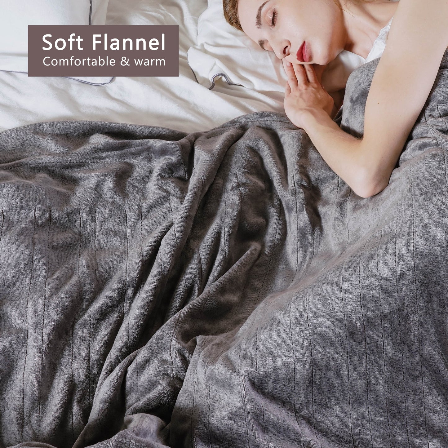 Superjoe Electric Blankets Queen Size 90'' x 84'' Dual Controllers Heated Blanket, 10 Heat Settings, 12 Hour Auto-off Timer, Warm Winter Gifts, Gray