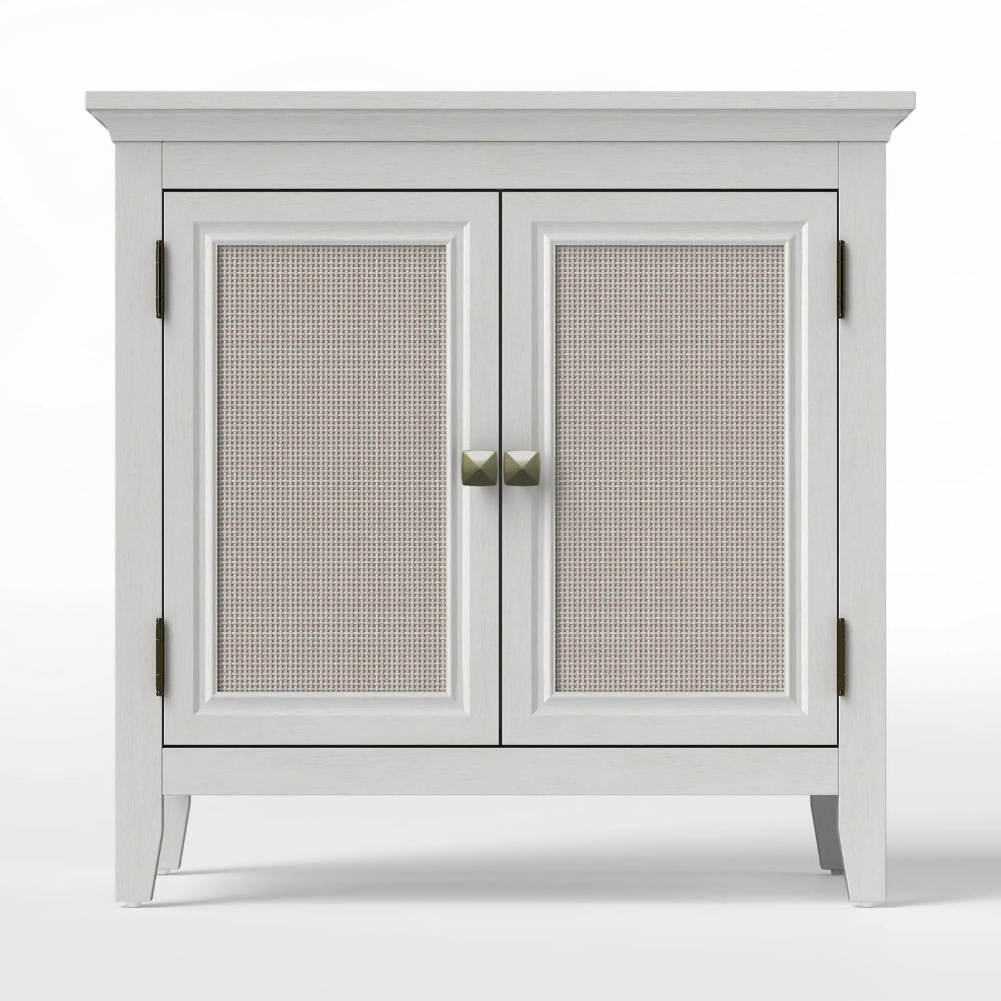 CozyHome Storage Cabinet, Kitchen Sideboard Cabinet with Rattan Decor Doors, Accent Buffet Cabinet with Adjustable Storage Shelf, Wood Cabinet Organizer for Hallway, Dining Room, Living Room, White