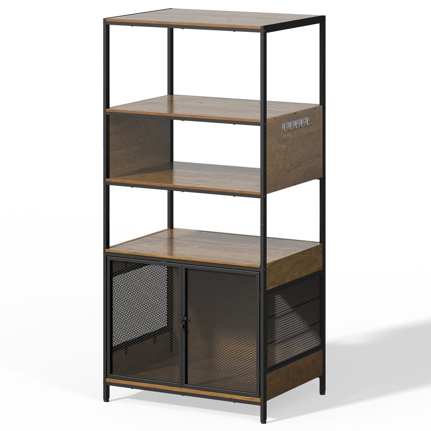 Dog Crate Furniture with Display Shelf, Decorative Dog Crate Industrial Bookshelf with Kennel, Furniture Style Dog Crate for Medium Dog, Cat Litter Box Furniture, Brown