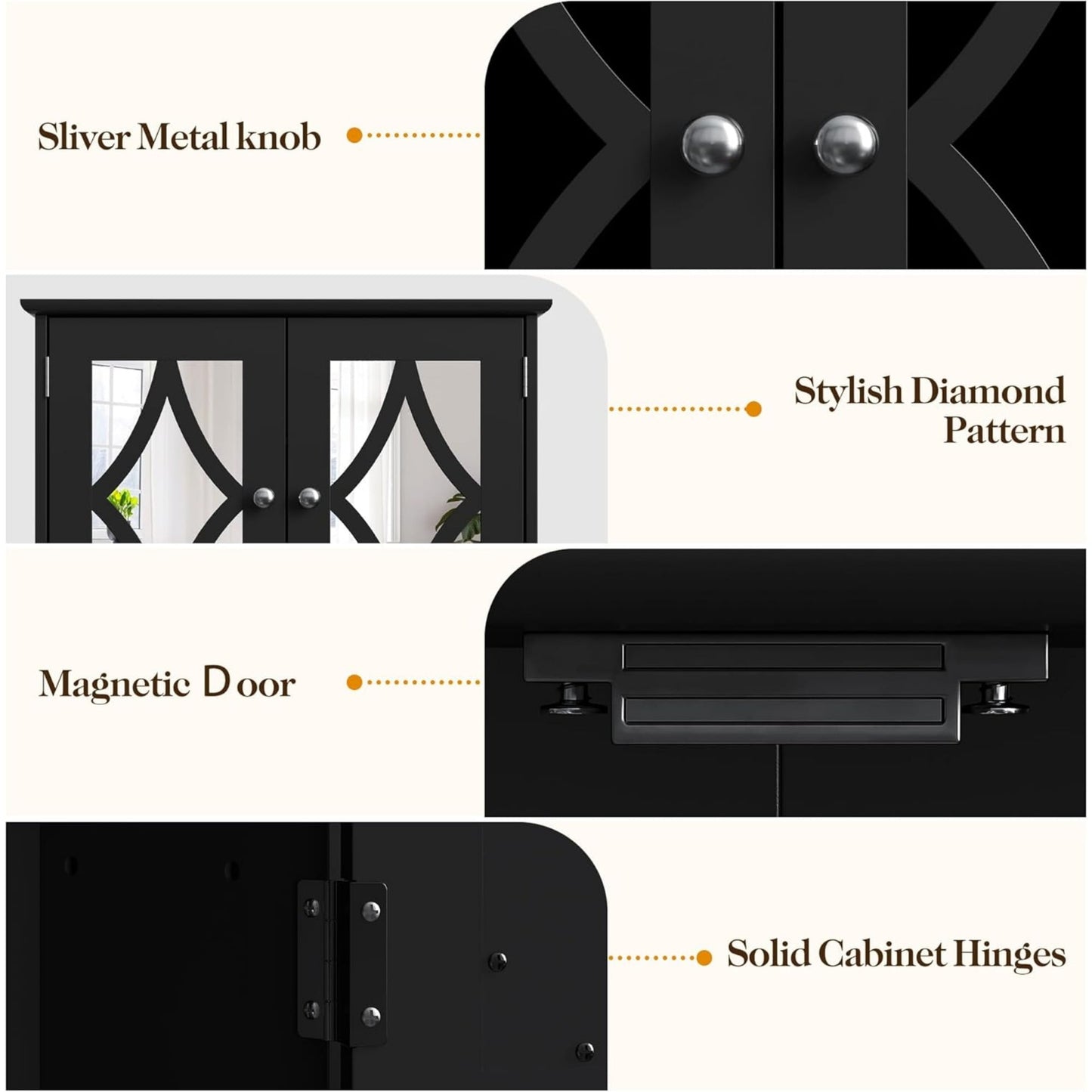 CozyHome Bathroom Medicine Cabinet with Mirror, Vanity Wall Mounted Storage Cabinet with Adjustable Shelves and Towel Bar, Hanging Wall Cabinet for Bathroom, Laundry, Living Room, Black